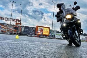 A Euro rider navigates a cone course. Events like this can be a massive help at any age, but older riders will particularly benefit from a refresher. Photo: Mila Moskovskaya/Shutterstock.com