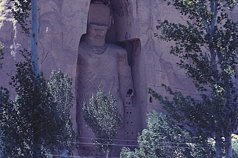 One of Bamiyan's giant Buddhas before the Taliban blew them up. The face and hand are missing because they were made from less durable materials.