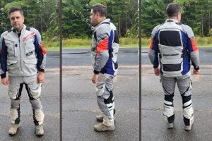 Front, side and back views of the Leatt Multitour 7.5. I loved the fit of this two-piece suit; it was perfect out of the box, without me having to go try one on in-store. 